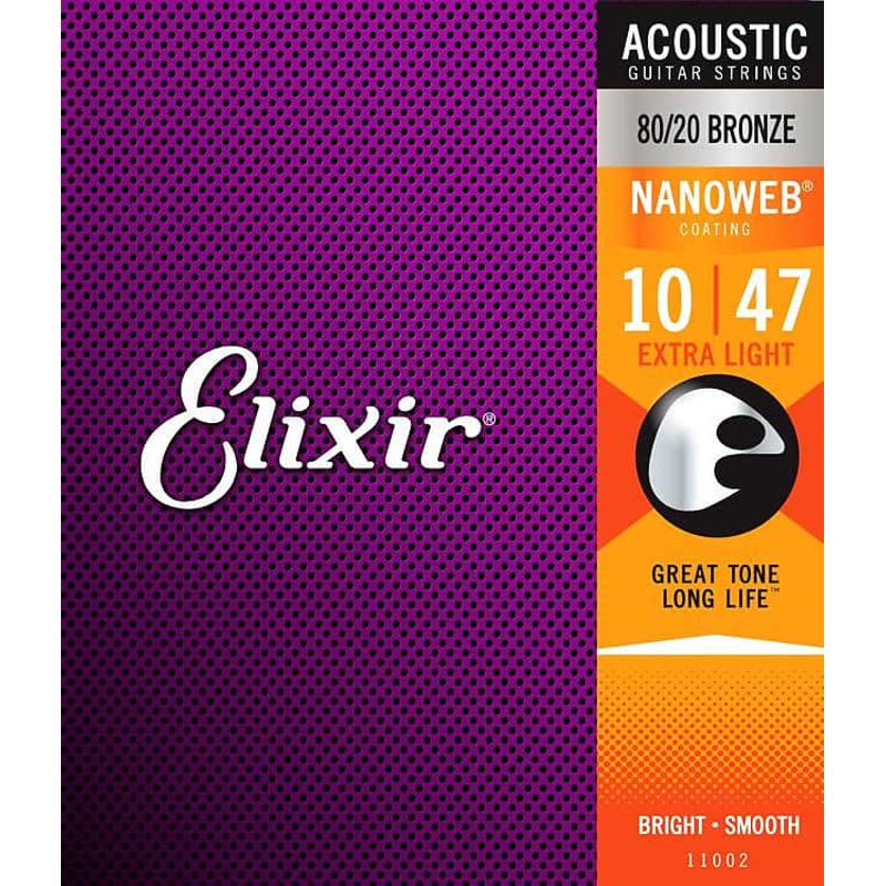 elixir-nanoweb-80-20-bronze-extra-light-acoustic-guitar-strings-10-47 Elixir Nanoweb 80/20 Bronze Extra Light Acoustic Guitar Strings - 10/47