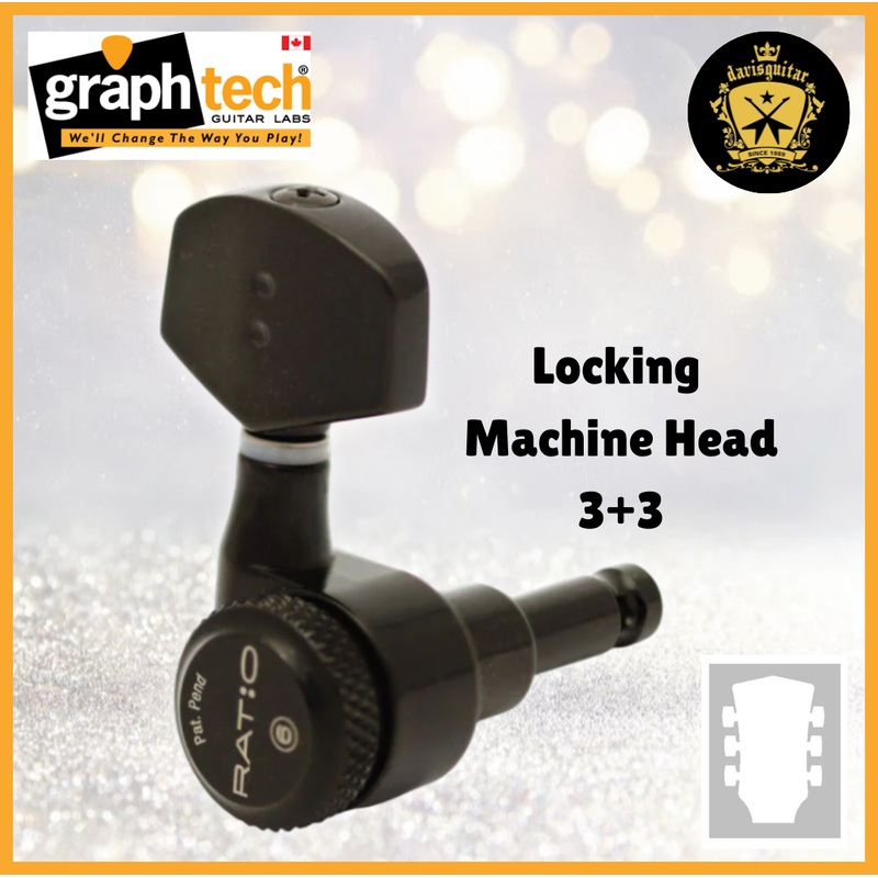 graphtech-prl-8311-b0-machine-head-3-3-locking-tuners-black-for-electric-or-acoustic-guitar Graphtech PRL-8311-B0 Machine Head 3+3 Locking Tuners Black for electric or acoustic guitar