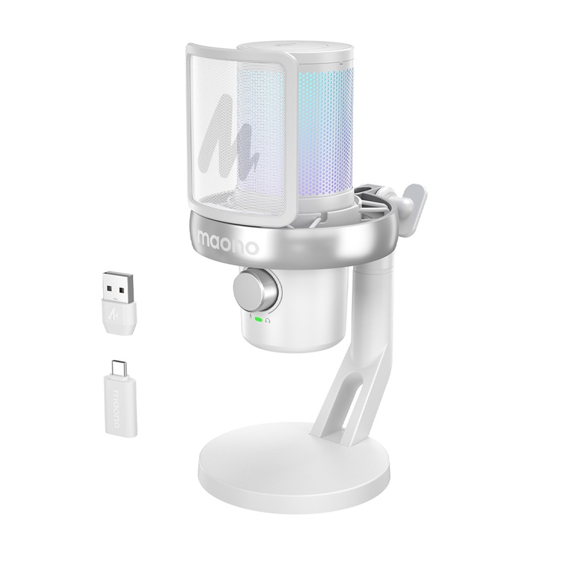maono-dm40-pro-usb-wireless-gaming-desktop-microphone-white MAONO DM40 Pro USB/Wireless Gaming Desktop Microphone (White)