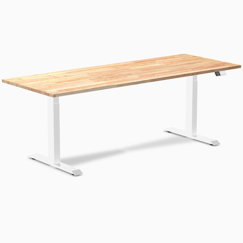 desky-dual-rubberwood-sit-stand-desk-200cm-natural-timber-desktop-and-white-frame Desky Dual Rubberwood Sit Stand Desk 200cm Natural Timber Desktop and White Frame