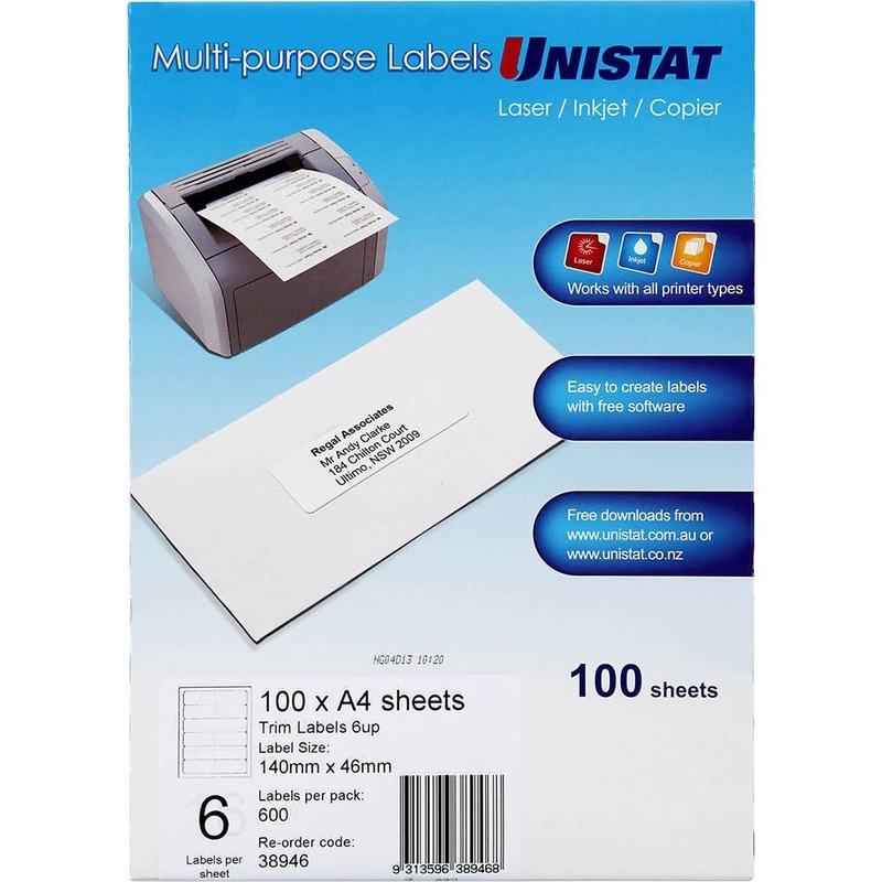 unistat-38946-trim-label-a4-6up-pack-100 Unistat 38946 Trim Label A4 6up Pack 100