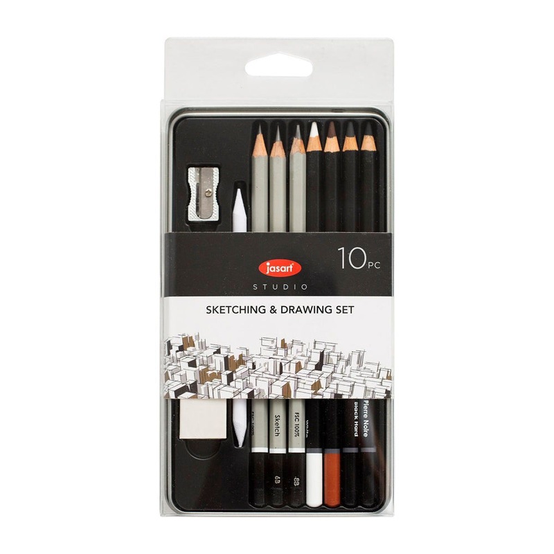 10pc-jasart-studio-2b-6b-8b-graphite-sketching-drawing-charcoal-pencil-set 10pc Jasart Studio 2B/6B/8B Graphite Sketching/Drawing Charcoal Pencil Set