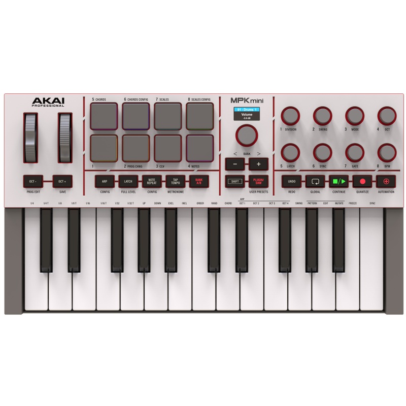 akai-mpkmini4w-mini-keyboard-and-drum-pads-white Akai MPKMINI4W Mini Keyboard and Drum Pads, White