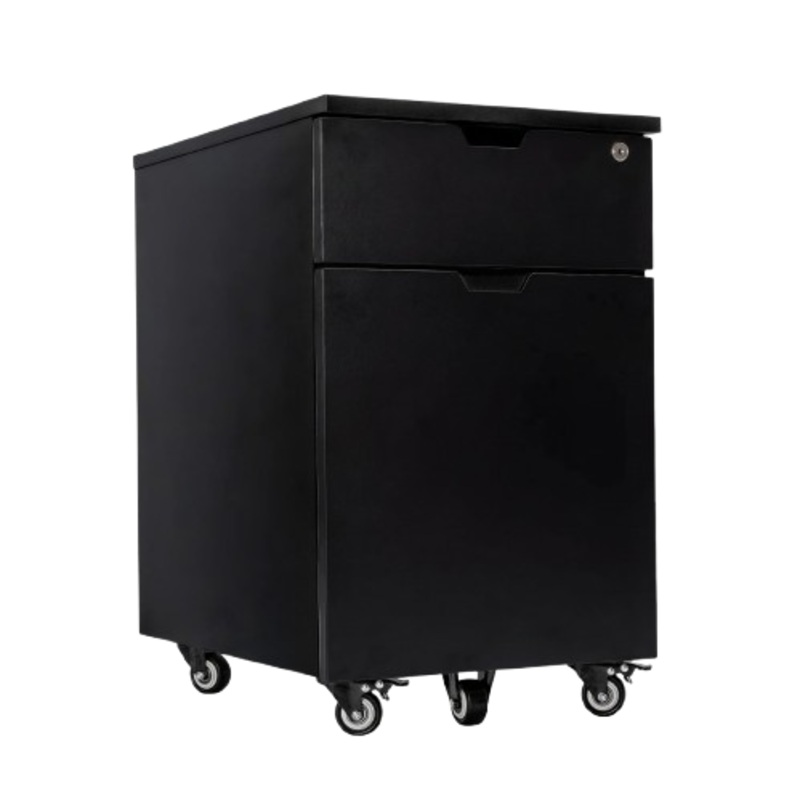 desky-minimal-wooden-filing-cabinet-black-melamine-black Desky Minimal Wooden Filing Cabinet - Black / Melamine Black