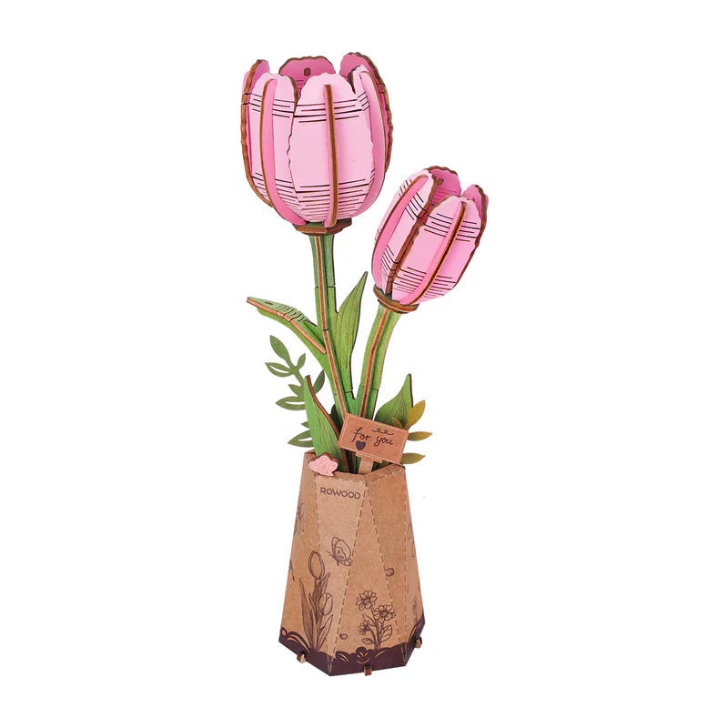 robotime-wood-bloom-pink-tulip Robotime Wood Bloom Pink Tulip
