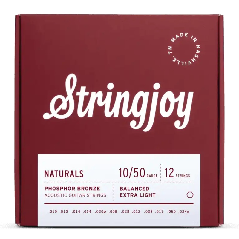 stringjoy-naturals-12-string-extra-light-gauge-10-50-phosphor-bronze-acoustic-guitar-strings Stringjoy Naturals | 12 String Extra Light Gauge (10-50) Phosphor Bronze Acoustic Guitar Strings