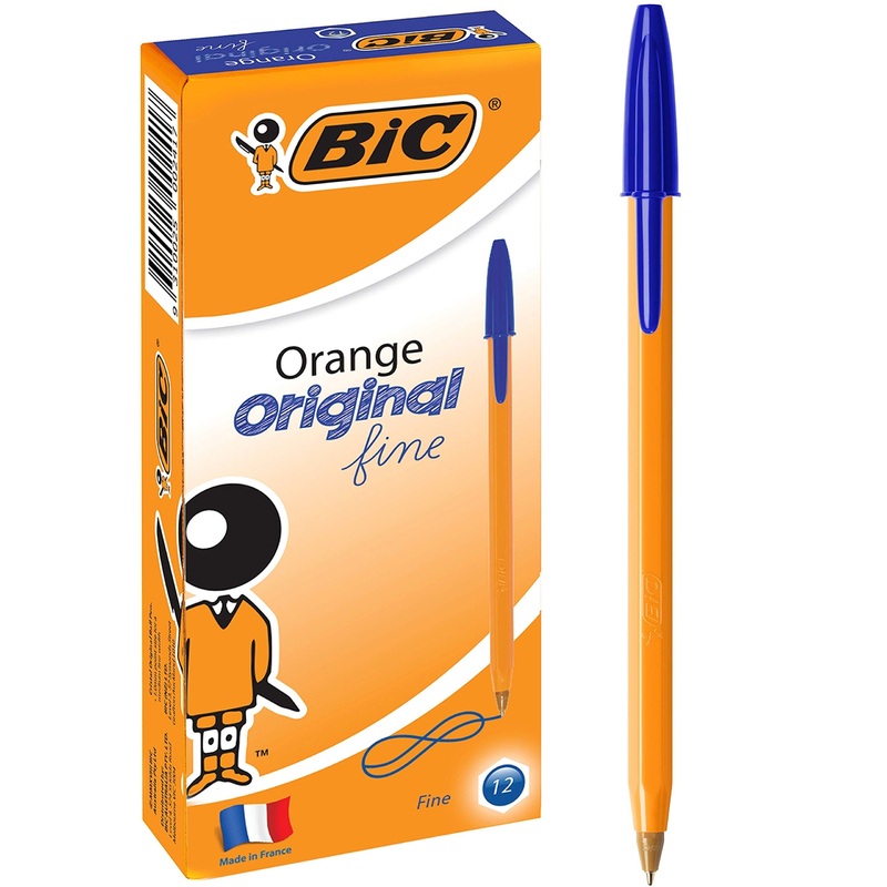bic-original-orange-ballpoint-pens-fine-blue-box-12 Bic Original Orange Ballpoint Pens Fine Blue Box 12