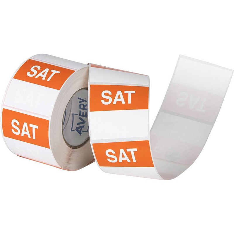 avery-937341-removable-day-label-saturday-4040mm-orange-white-box-500 Avery 937341 Removable Day Label Saturday 4040mm Orange/White Box 500