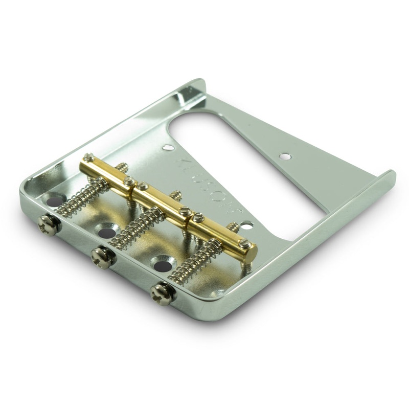 kluson-steel-bridge-for-tele-w-brass-saddles-chrome-half-satin-kvtbhs-c Kluson Steel Bridge For Tele W/Brass Saddles Chrome - Half Satin KVTBHS-C