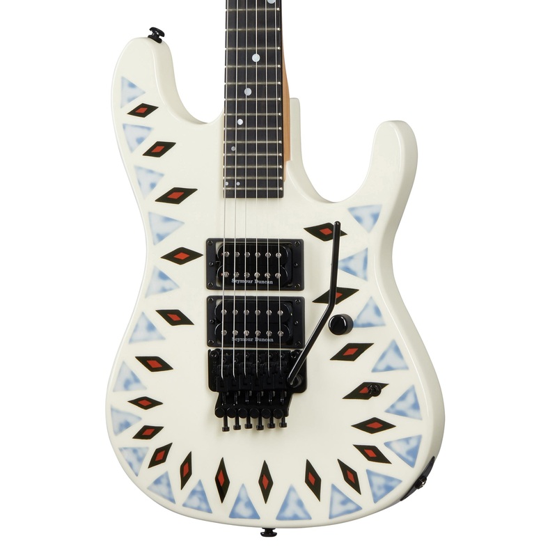 kramer-nightswan-guitar-w-floyd-rose-vintage-white-w-aztec-graphic Kramer NightSwan Guitar w/Floyd Rose - Vintage White w/ Aztec Graphic