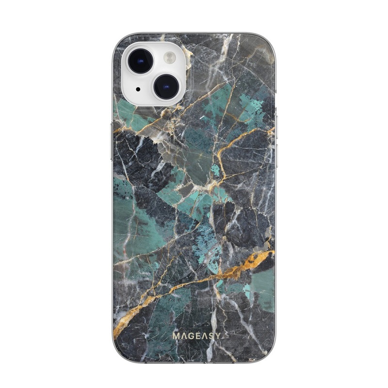 mageasy-marble-case-iphone-14-pro-emerald-blue Mageasy Marble Case iPhone 14 Pro - Emerald Blue
