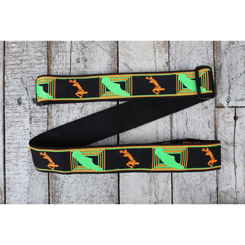 fender-neon-monogrammed-strap-2-inch-guitar-strap-green-and-orange Fender Neon Monogrammed Strap 2 Inch Guitar Strap Green and Orange