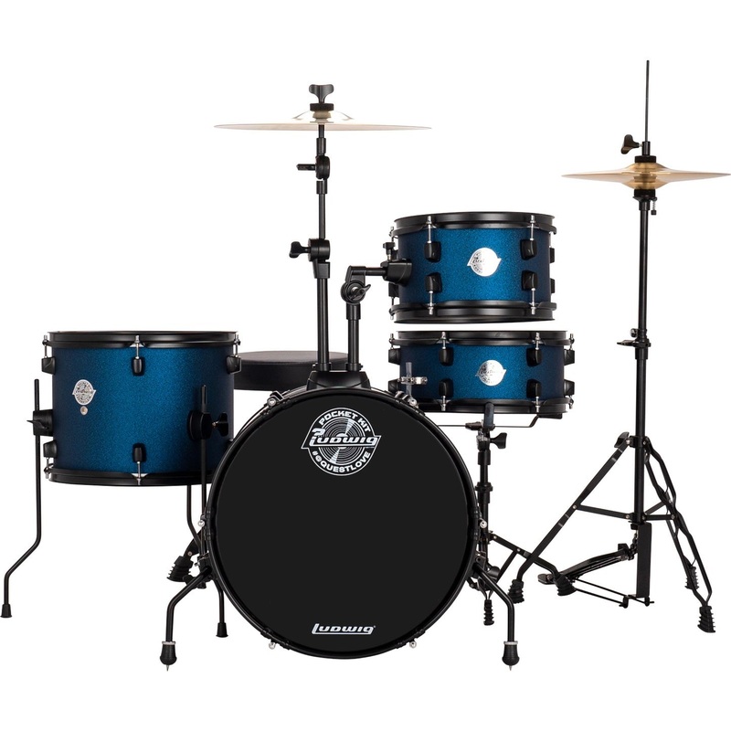 ludwig-lc178x0b5-aimm-pocket-kit-4pc-full-kit-w-hw-cym-16-10-13-12s-blue-stardust Ludwig LC178X0B5 AIMM Pocket Kit, 4pc Full Kit w/ HW & Cym, 16, 10, 13, 12s - Blue Stardust