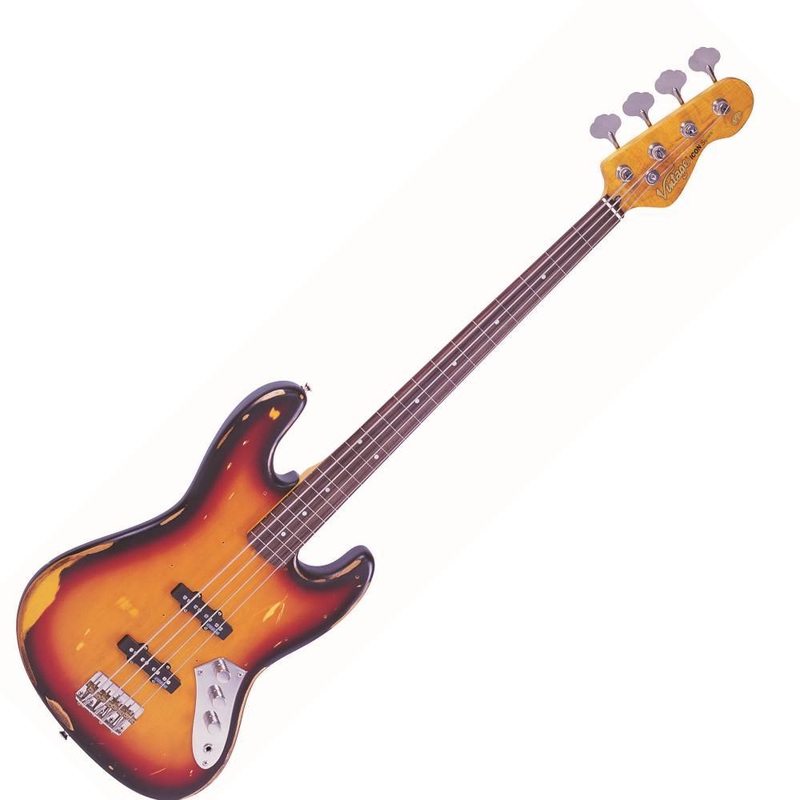 vintage-v74-icon-fretless-bass-sunset-sunburst Vintage V74 ICON Fretless Bass ~ Sunset Sunburst