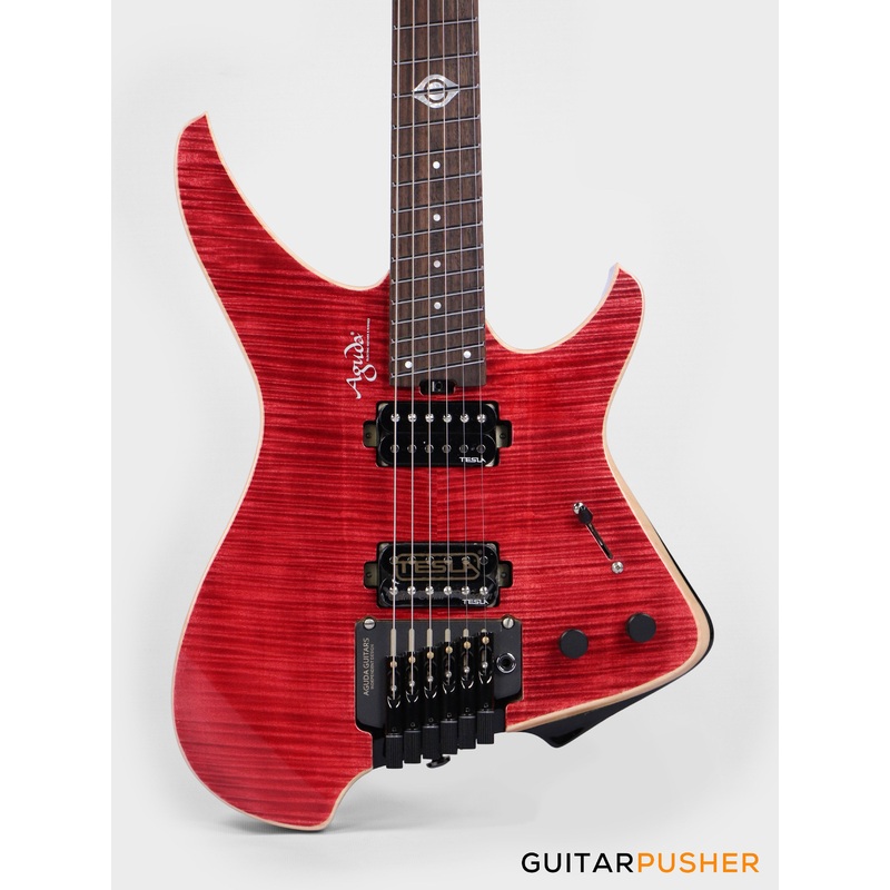 aguda-black-hole-headless-electric-guitar-mahogany-body-ebony-fretboard-flamed-maple-top-trans-red Aguda Black Hole Headless Electric Guitar Mahogany Body Ebony Fretboard, Flamed Maple Top - Trans Red