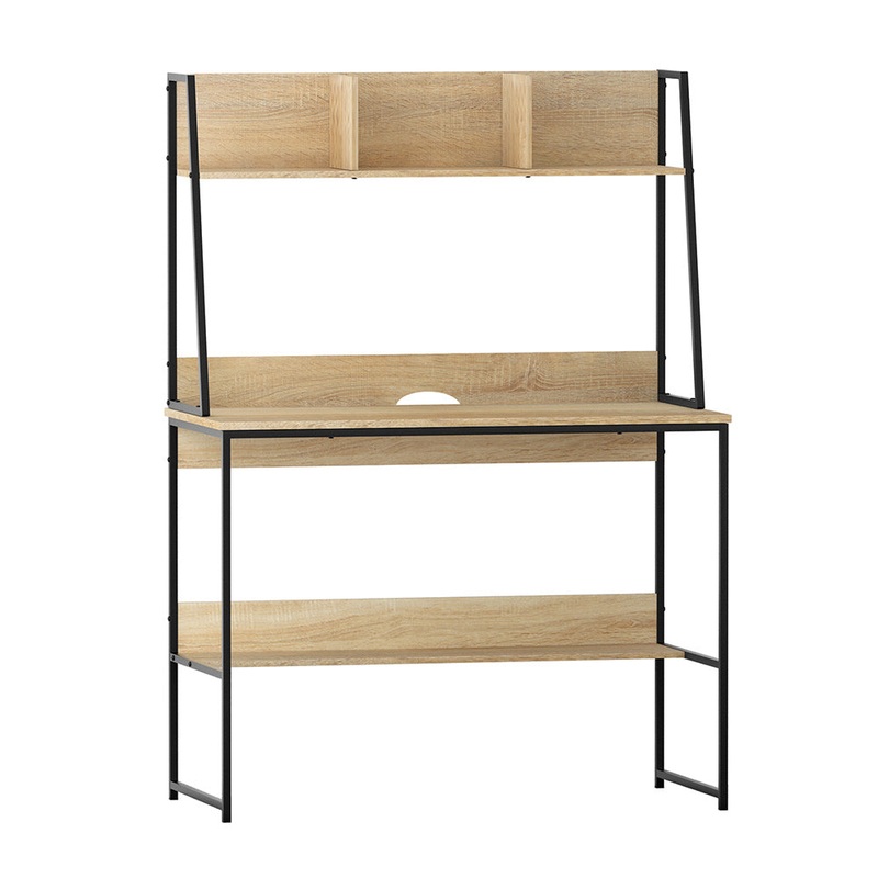 artiss-computer-desk-bookshelf-storage-100cm-oak Artiss Computer Desk Bookshelf Storage 100CM Oak