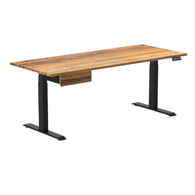 desky-dual-hardwood-standing-desk-with-drawer-180cm-teak-desktop-and-matte-black-frame Desky Dual Hardwood Standing Desk With Drawer 180cm Teak Desktop and Matte Black Frame