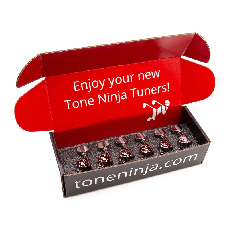 genuine-tone-ninja-tuners-6-inline-non-staggered-left-handed-black-nickel Genuine Tone Ninja Tuners, 6 Inline non-staggered, Left Handed Black Nickel