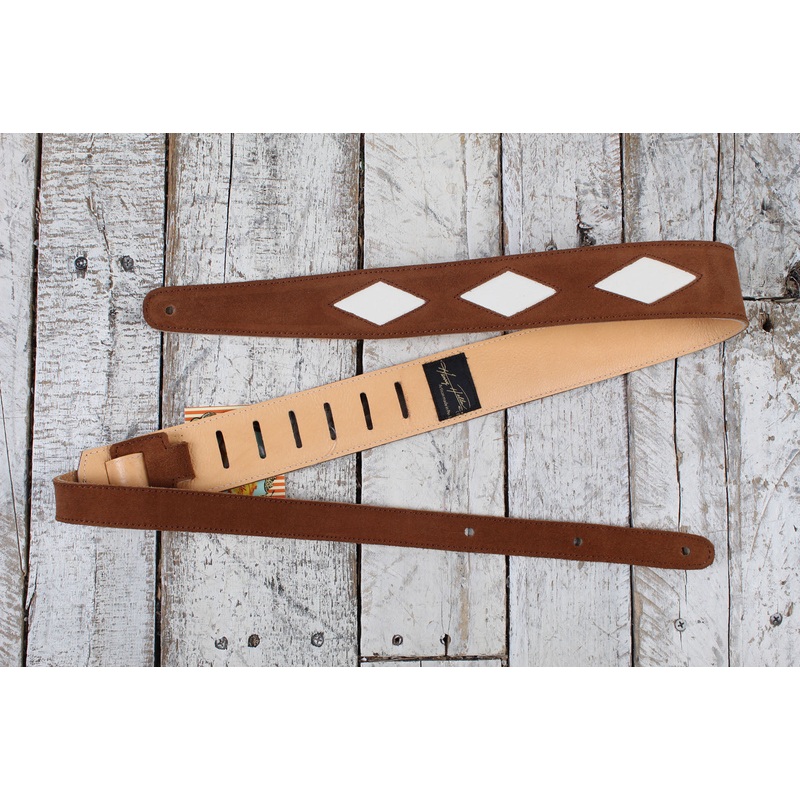 henry-heller-2-inch-diamond-cut-out-guitar-strap-brown-and-bone Henry Heller 2 Inch Diamond Cut Out Guitar Strap Brown and Bone