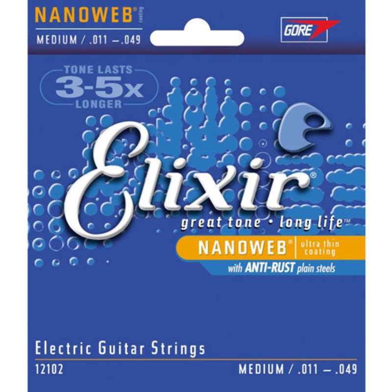 elixir-nanoweb-electric-guitar-strings-medium-011-049 ELIXIR NANOWEB ELECTRIC GUITAR STRINGS MEDIUM .011-.049