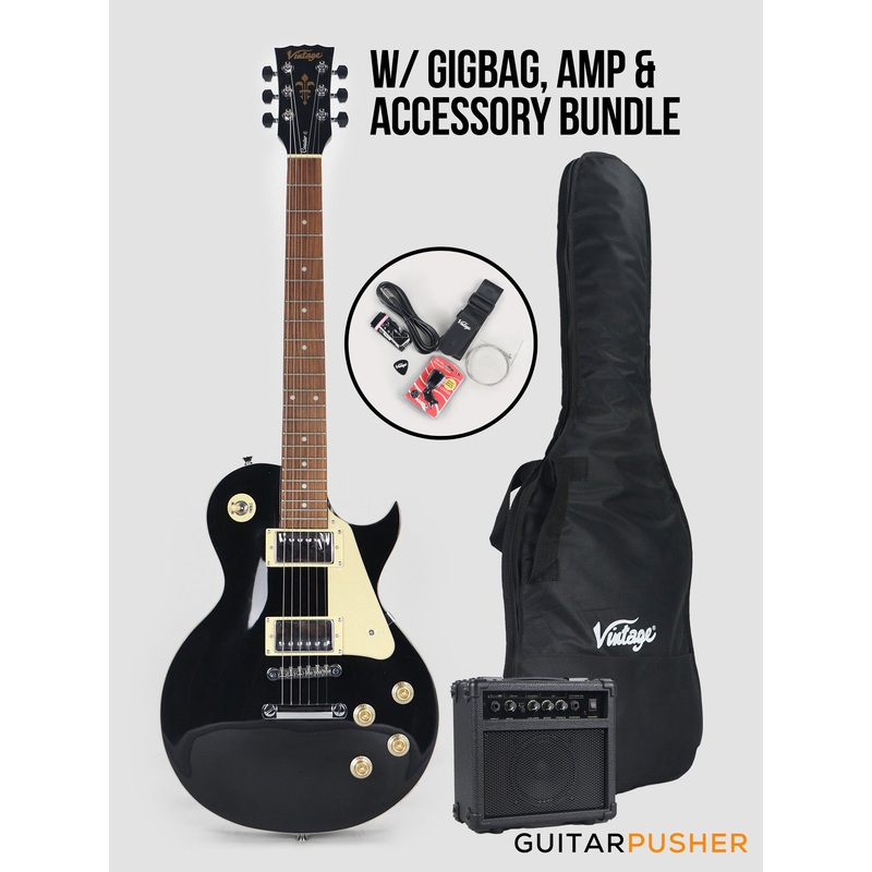 vintage-coaster-series-v10-singlecut-electric-guitar-w-kinsman-10-watt-amplifier-gig-bag-accessories-boulevard-black Vintage Coaster Series V10 Singlecut Electric Guitar w/ Kinsman 10-Watt Amplifier, Gig Bag, & Accessories - Boulevard Black