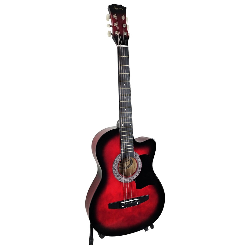 karrera-38-pro-cutaway-acoustic-guitar-with-carry-bag-red-burst Karrera 38" Pro Cutaway Acoustic Guitar with Carry Bag (Red Burst)