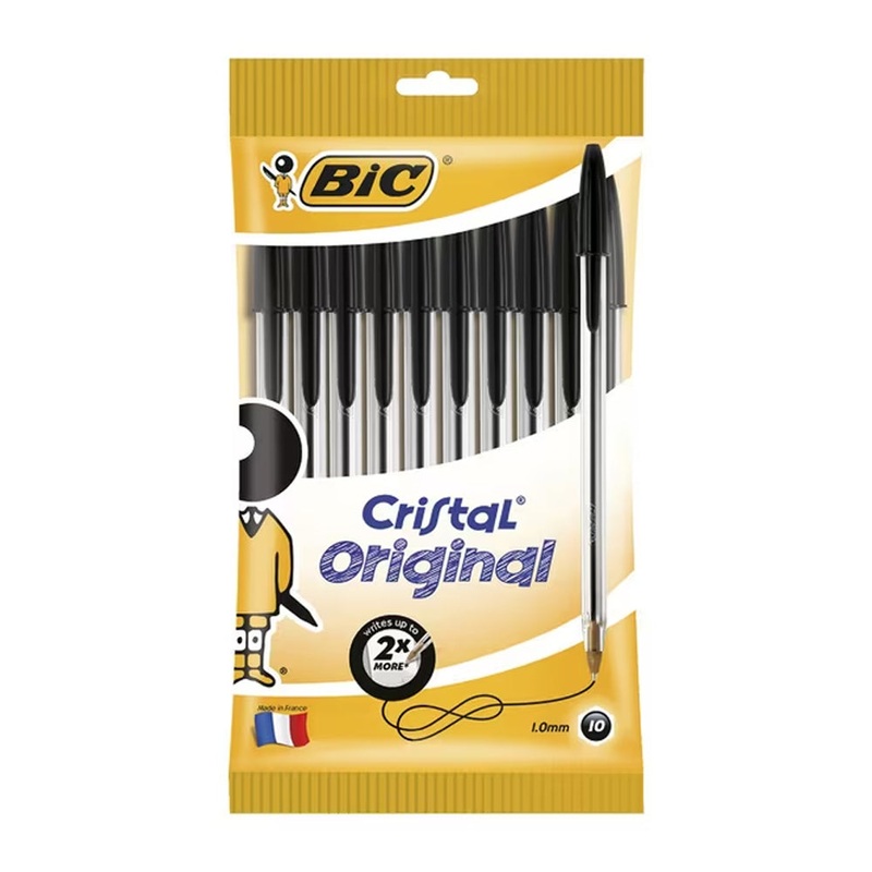 bic-cristal-original-ballpoint-pen-1-0mm-nib-black-10-piece Bic Cristal Original Ballpoint Pen 1.0mm Nib - Black (10-Piece)