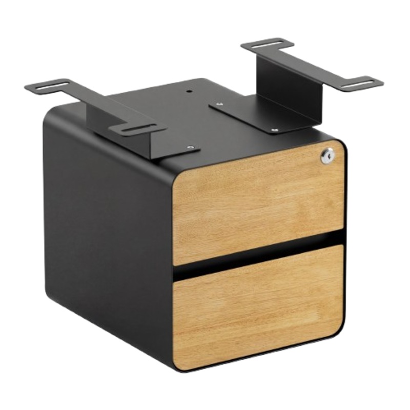 desky-minimal-under-desk-cabinet-light-oak-rubberwood-black Desky Minimal Under Desk Cabinet - Light Oak Rubberwood / Black