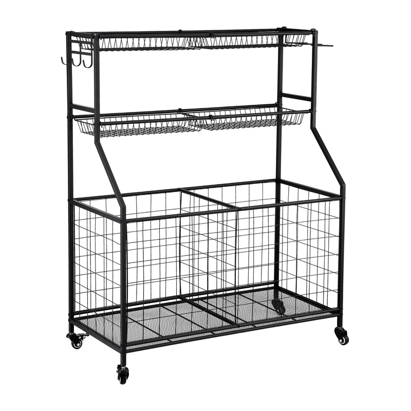 everfit-sports-equipment-organizer-storage-with-wheels-multi-sport-garage-gym-black Everfit Sports Equipment Organizer Storage with Wheels Multi-Sport Garage Gym Black