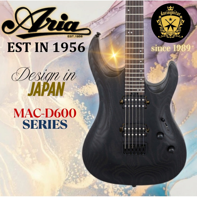 aria-pro-ii-electric-guitar-mac-d600-stbk-stained-black Aria Pro II Electric Guitar MAC-D600 STBK Stained Black