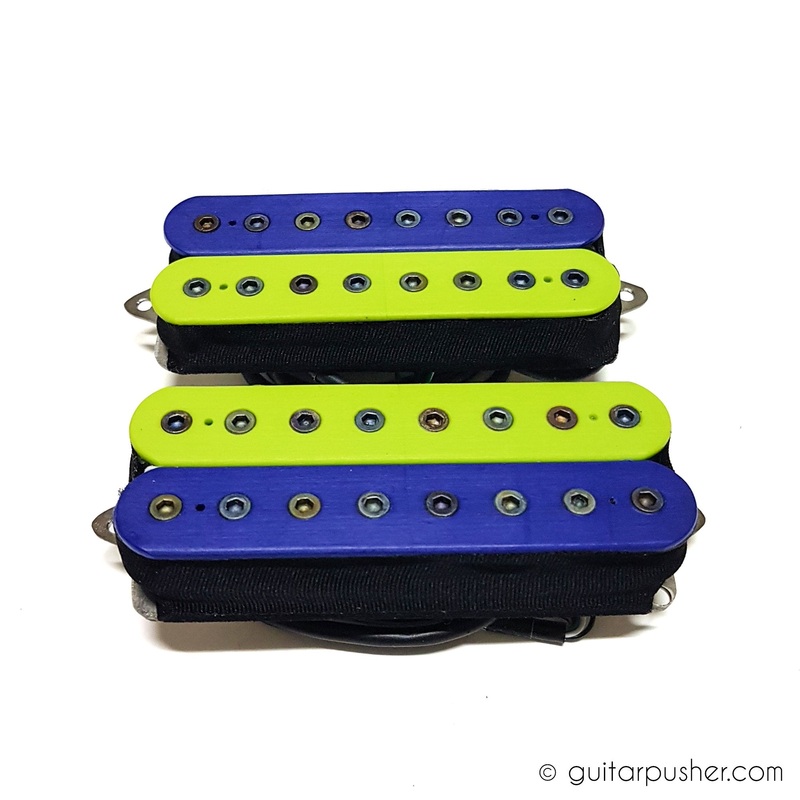 bareknuckle-juggernaut-8-string-humbucker-pickup-set-open-coil-blue-lime-tri-tab-legs-for-ibanez Bareknuckle Juggernaut 8-String Humbucker Pickup Set - Open coil Blue/Lime tri-tab legs for Ibanez