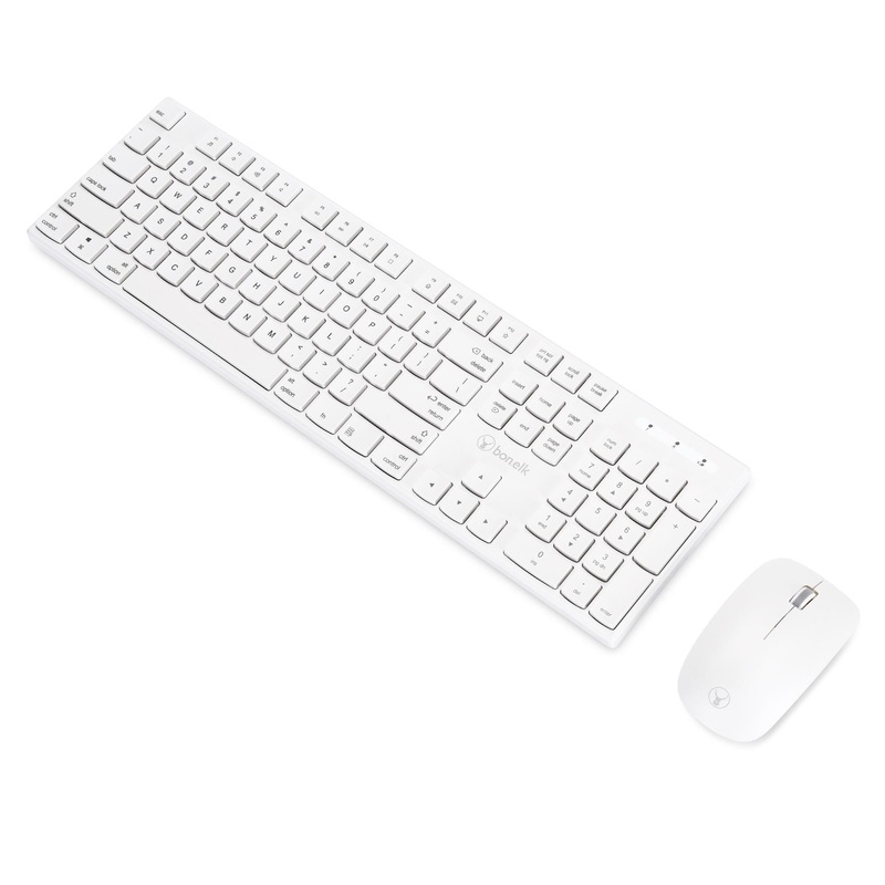 bonelk-km-314-slim-wireless-keyboard-and-mouse-combo-white Bonelk KM-314 Slim Wireless Keyboard and Mouse Combo (White)