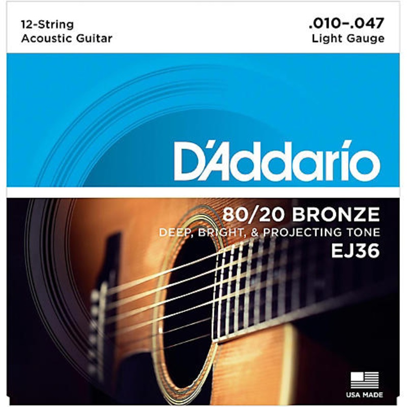 d-addario-ej36-80-20-bronze-acoustic-guitar-strings-12-string-light-10-47 D'Addario EJ36 80/20 Bronze Acoustic Guitar Strings - 12-String Light, 10/47