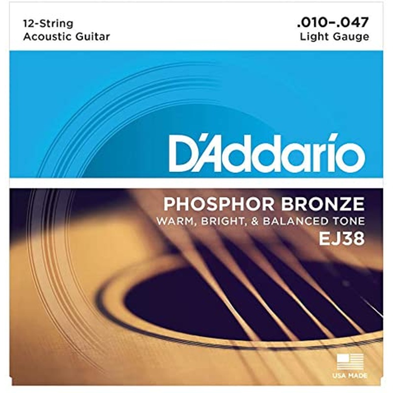 d-addario-ej38-phosphor-bronze-12-string-acoustic-guitar-strings-light-10-47 D'Addario EJ38 Phosphor Bronze 12-String Acoustic Guitar Strings - Light, 10/47