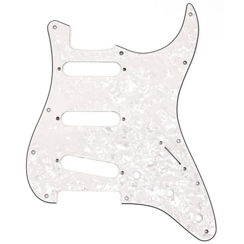 fender-099-2140-000-strat-pickguard-11-hole-white-pearl-4-ply-s-s-s Fender 099-2140-000 Strat Pickguard 11 Hole, White Pearl 4 ply S/S/S