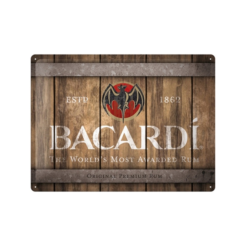 nostalgic-art-bacardi-wood-barrel-logo-30x40cm-large-metal-tin-sign-plaque Nostalgic-Art Bacardi Wood Barrel Logo 30x40cm Large Metal Tin Sign Plaque