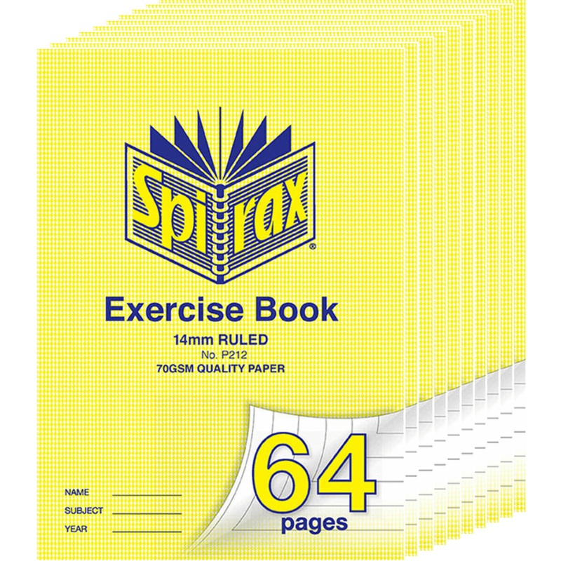 spirax-p212-exercise-book-ruled-14mm-70gsm-64-page-a4-pack-10 Spirax P212 Exercise Book Ruled 14mm 70GSM 64 Page A4 Pack 10