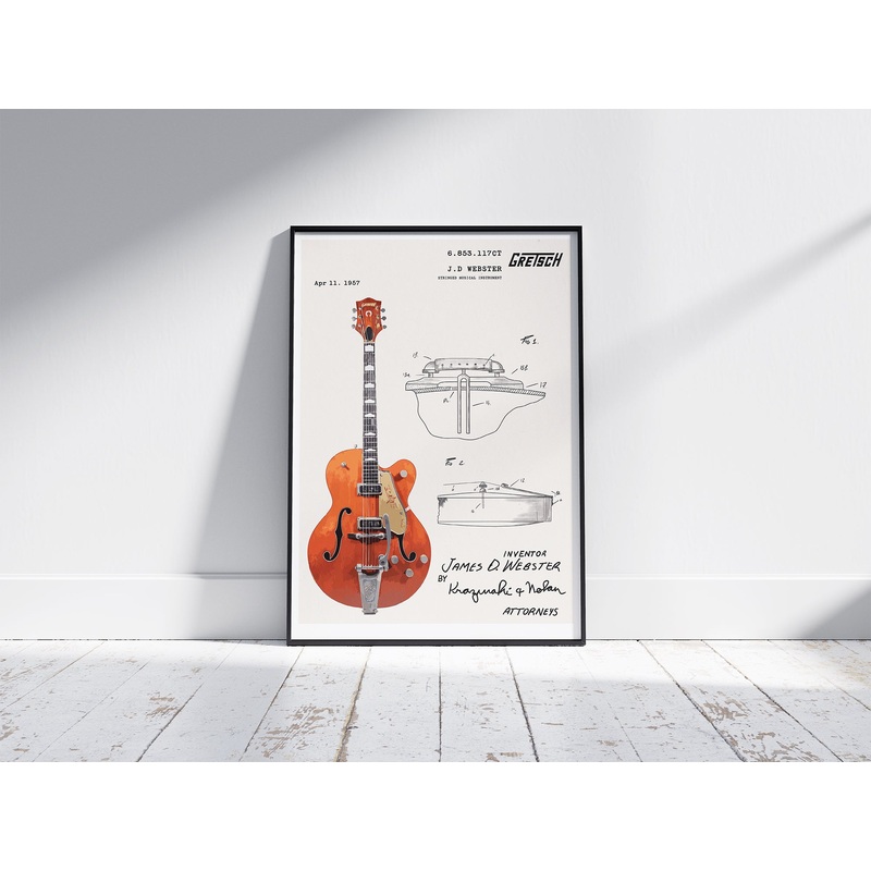 the-gretsch-chet-atkins-patent-print 'The Gretsch Chet Atkins Patent' Print