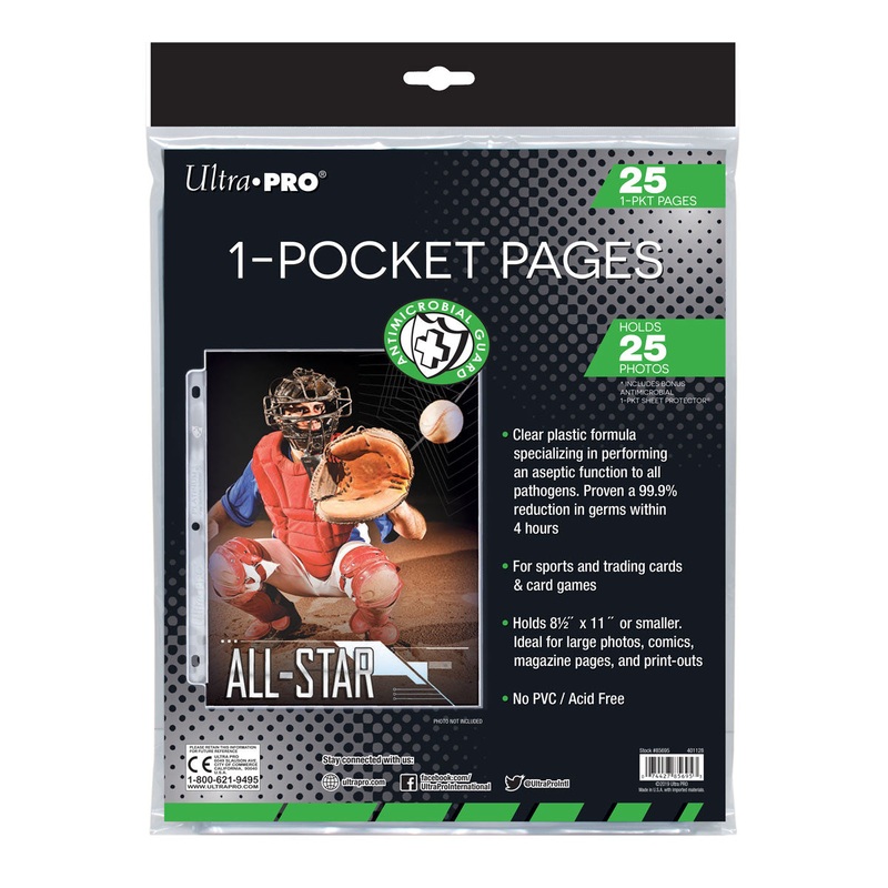 ultra-pro-up85695-1-pocket-antimicrobial-page-with-8-1-2-x11-pocket-25-ct-retail-pack Ultra Pro: UP85695 1-Pocket Antimicrobial Page with 8-1/2"x11" Pocket 25 ct retail pack