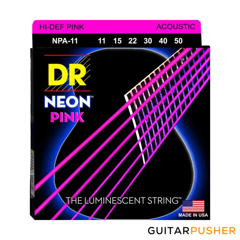 dr-npa-11-hi-def-neon-pink-k3-coated-custom-light-acoustic-guitar-strings-11-50-11-15-22-30-40-50 DR NPA-11 Hi-Def NEON Pink K3 Coated Custom Light Acoustic Guitar Strings 11-50 (11 15 22 30 40 50)