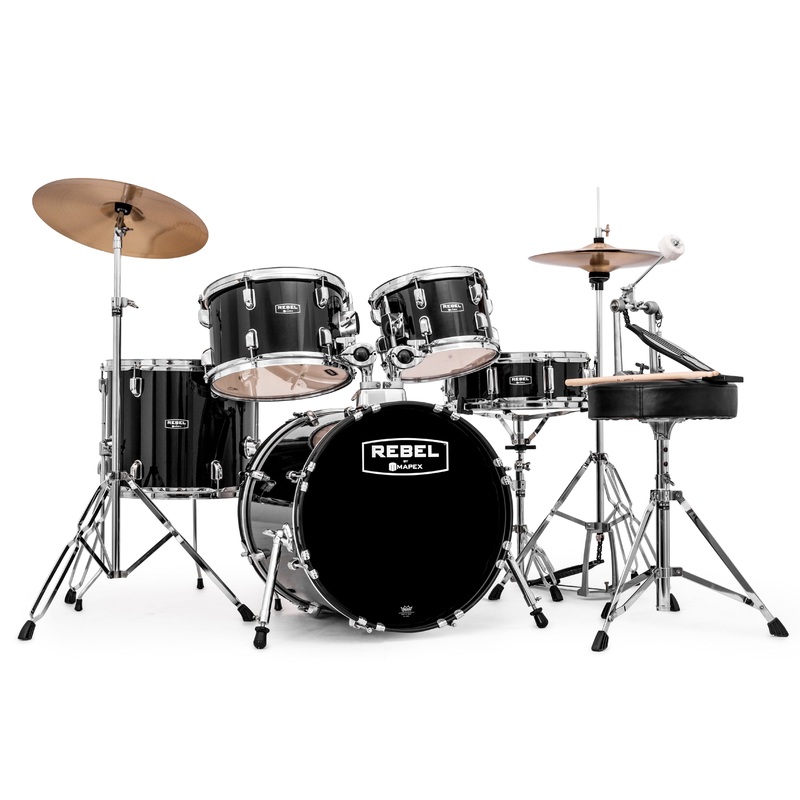 mapex-rebel-5-piece-complete-junior-set-up-with-fast-size-toms-rb5844ftcdk-dark-black Mapex Rebel 5-Piece Complete Junior Set Up with Fast Size Toms - RB5844FTCDK - Dark Black