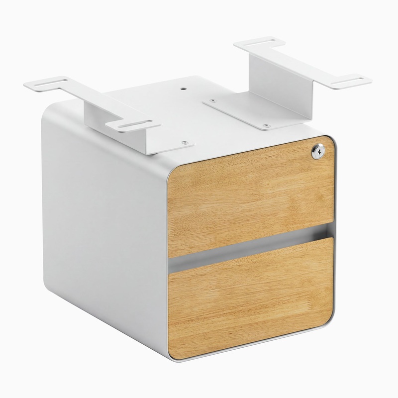 desky-minimal-under-desk-cabinet-light-oak-rubberwood-white Desky Minimal Under Desk Cabinet - Light Oak Rubberwood / White