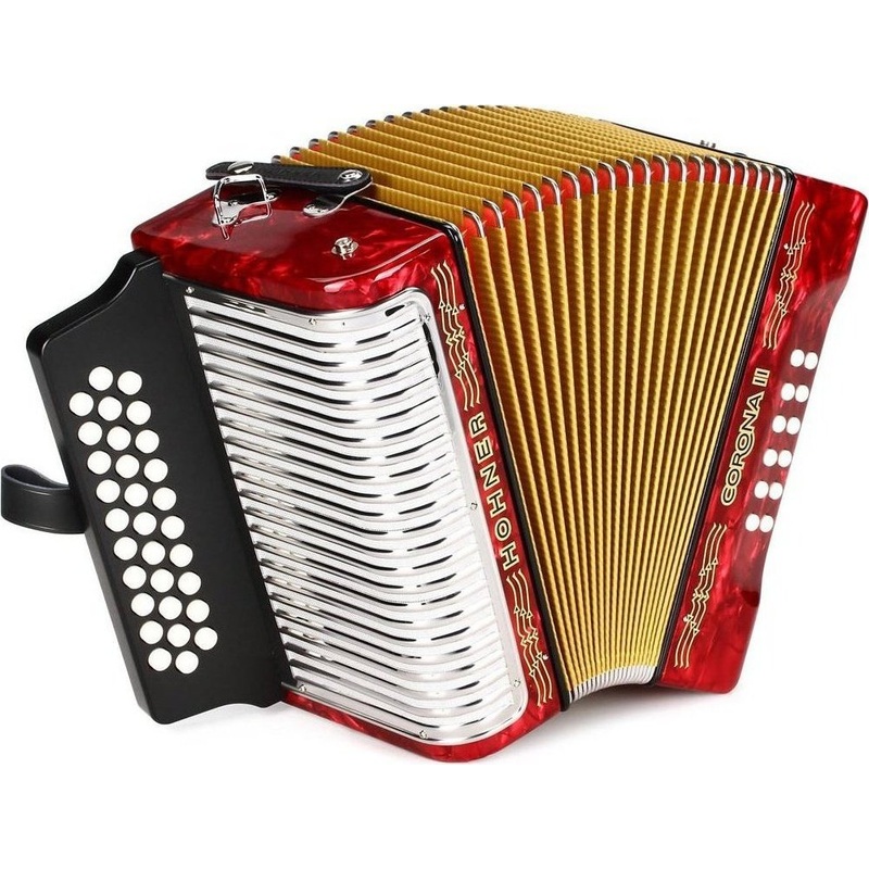 hohner-button-accordion-corona-ii-fbe-red Hohner Button Accordion Corona II FBE Red
