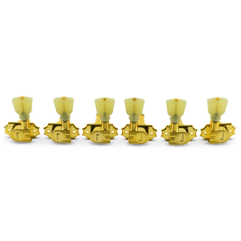 kluson-revolution-tuners-3x3-pearloid-button-gold-krg-3-gp Kluson Revolution Tuners - 3x3 Pearloid button - Gold KRG-3-GP