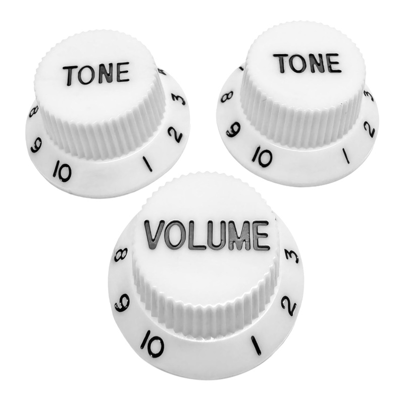 axlabs-strat-style-knob-kit-3-white-w-black-font AxLabs Strat-Style Knob Kit (3) - White w/ Black Font