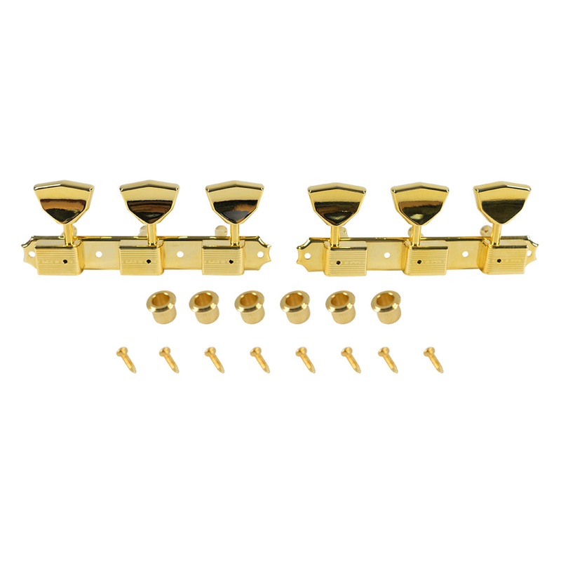 kluson-3-on-a-plate-deluxe-series-tuning-machines-single-line-standard-post-gold-with-butterfly-metal-buttons Kluson 3 On A Plate Deluxe Series Tuning Machines - Single Line - Standard Post - Gold With Butterfly Metal Buttons