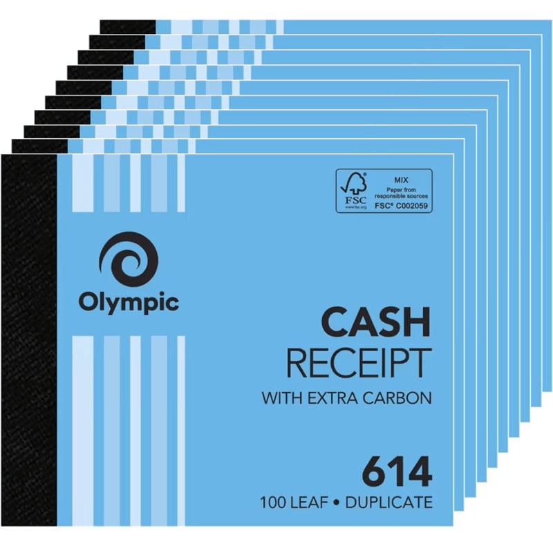 olympic-614-cash-receipt-book-carbon-duplicate-100-leaf-pack-10 Olympic 614 Cash Receipt Book Carbon Duplicate 100 Leaf Pack 10