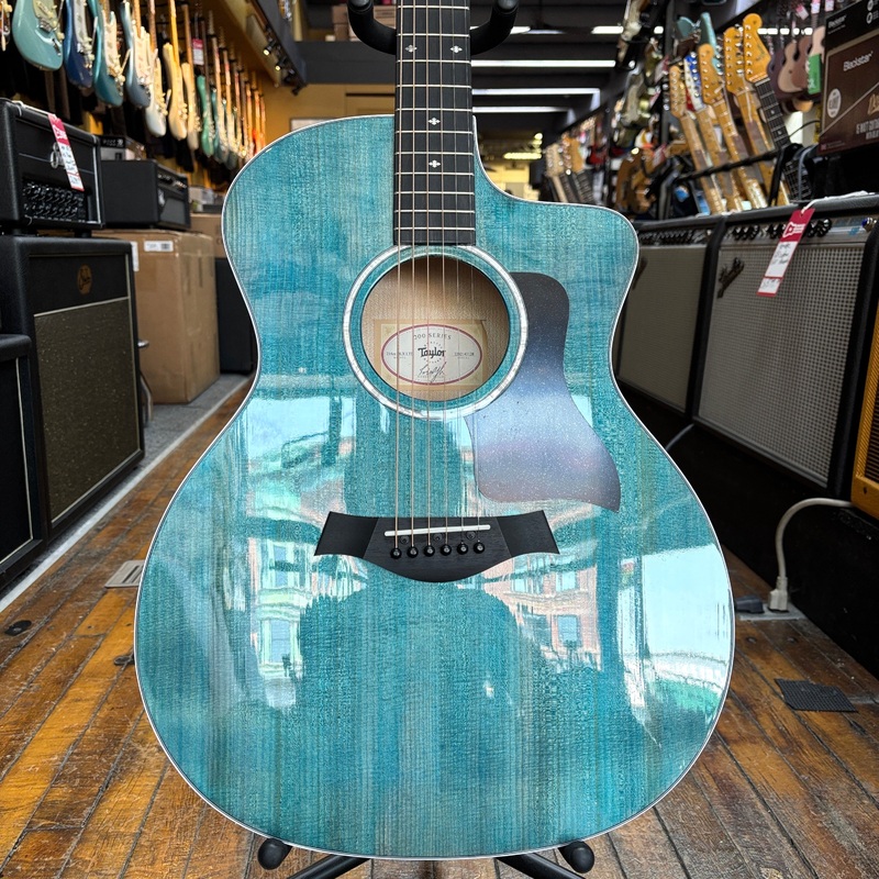 taylor-214ce-dlx-ltd-lutz-spruce-big-leaf-maple-grand-auditorium-acoustic-electric-guitar-2023-transparent-blue-w-hard-case Taylor 214ce DLX LTD Lutz Spruce/Big Leaf Maple Grand Auditorium Acoustic-Electric Guitar 2023 Transparent Blue w/Hard Case