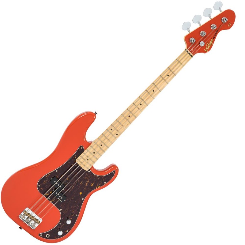 vintage-v4-reissued-maple-fingerboard-bass-guitar-firenza-red Vintage V4 ReIssued Maple Fingerboard Bass Guitar ~ Firenza Red