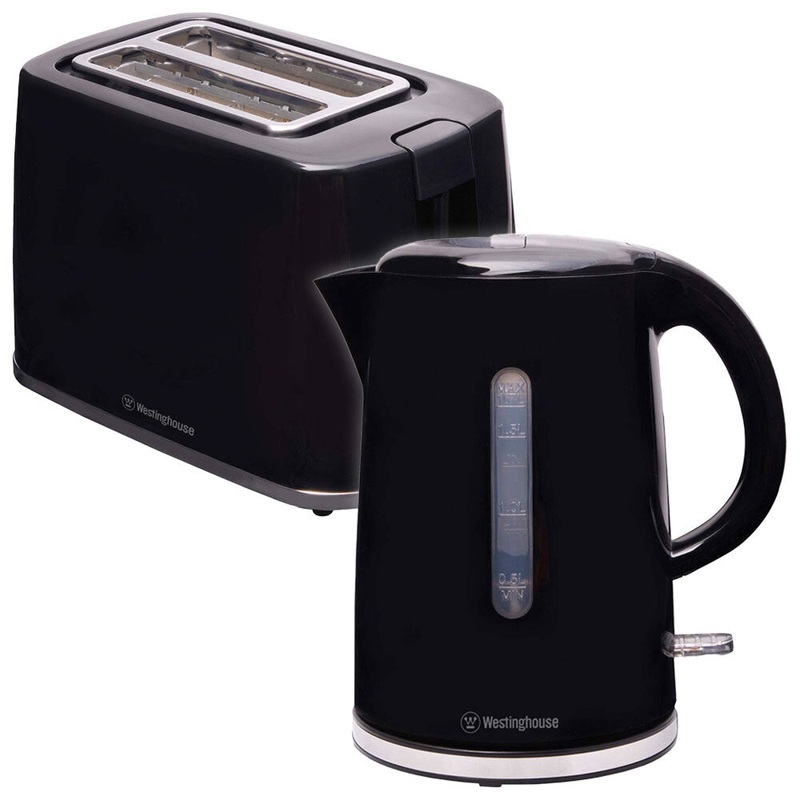 westinghouse-kettle-toaster-set-black Westinghouse Kettle & Toaster Set - Black